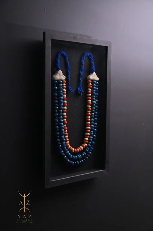 Azure Heritage – Handmade Tribal Bead Wall Art (70 x 40 cm)