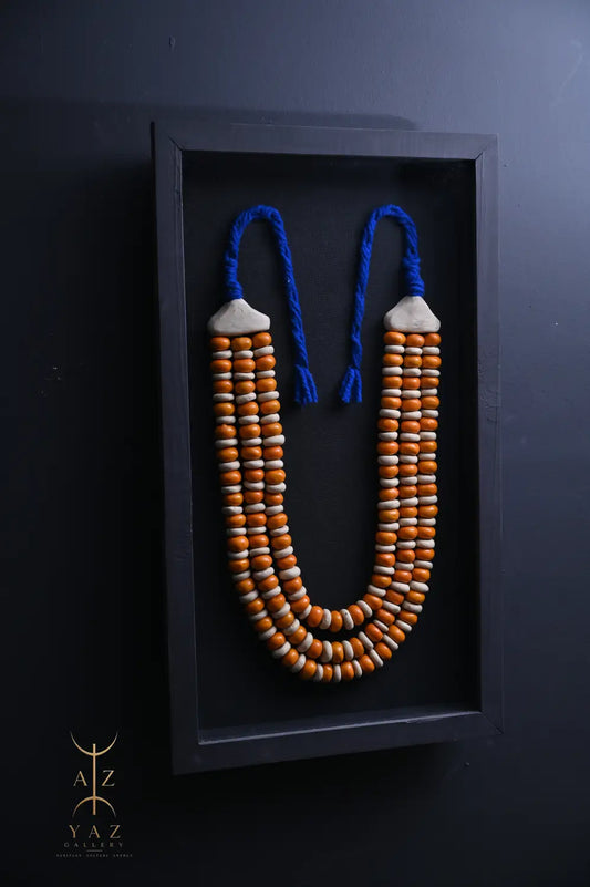 Golden Tide – Handmade Tribal Bead Wall Art in Curry Yellow & Ivory (70 x 40 cm)