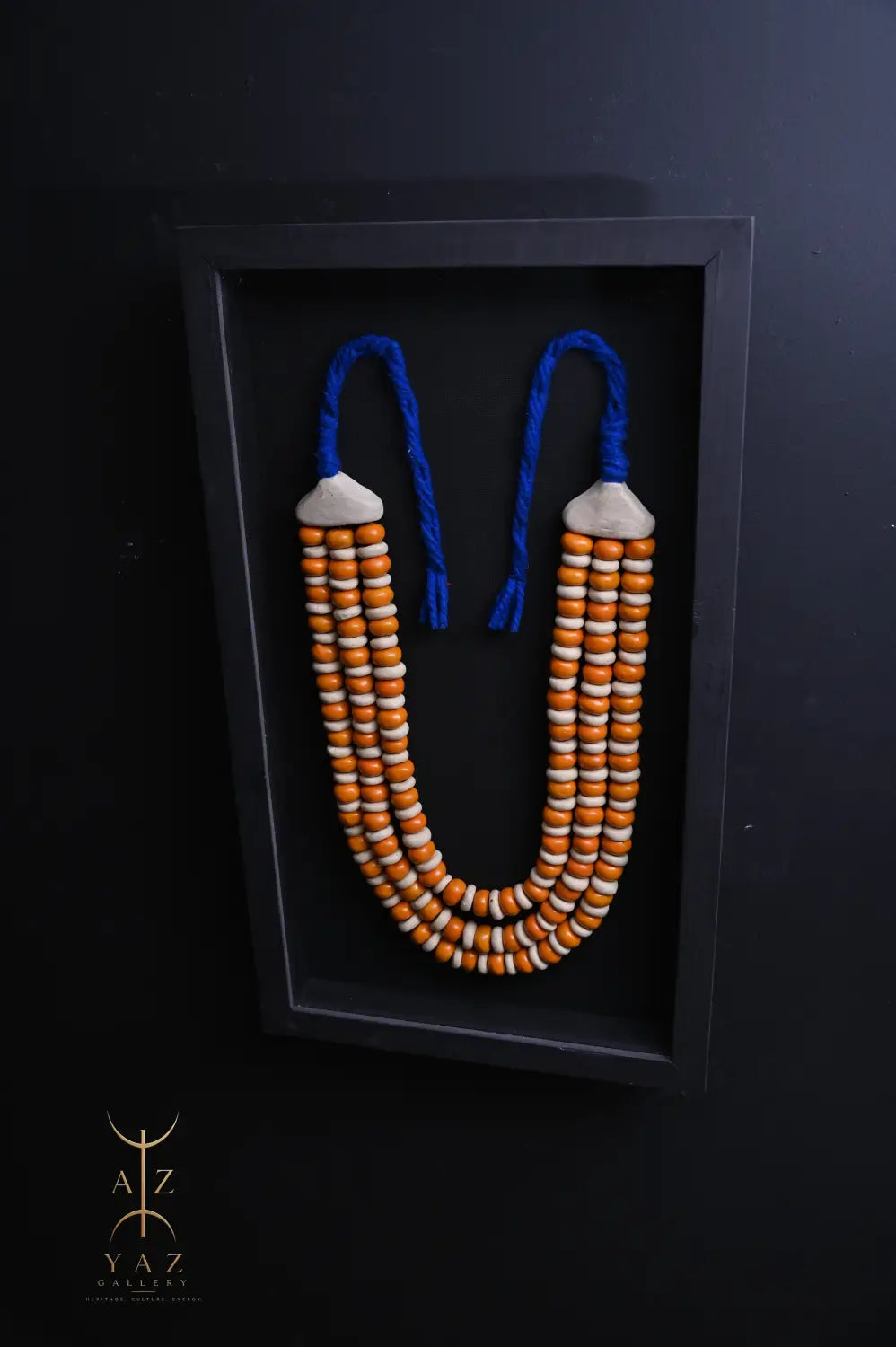 Golden Tide – Handmade Tribal Bead Wall Art in Curry Yellow & Ivory (70 x 40 cm)