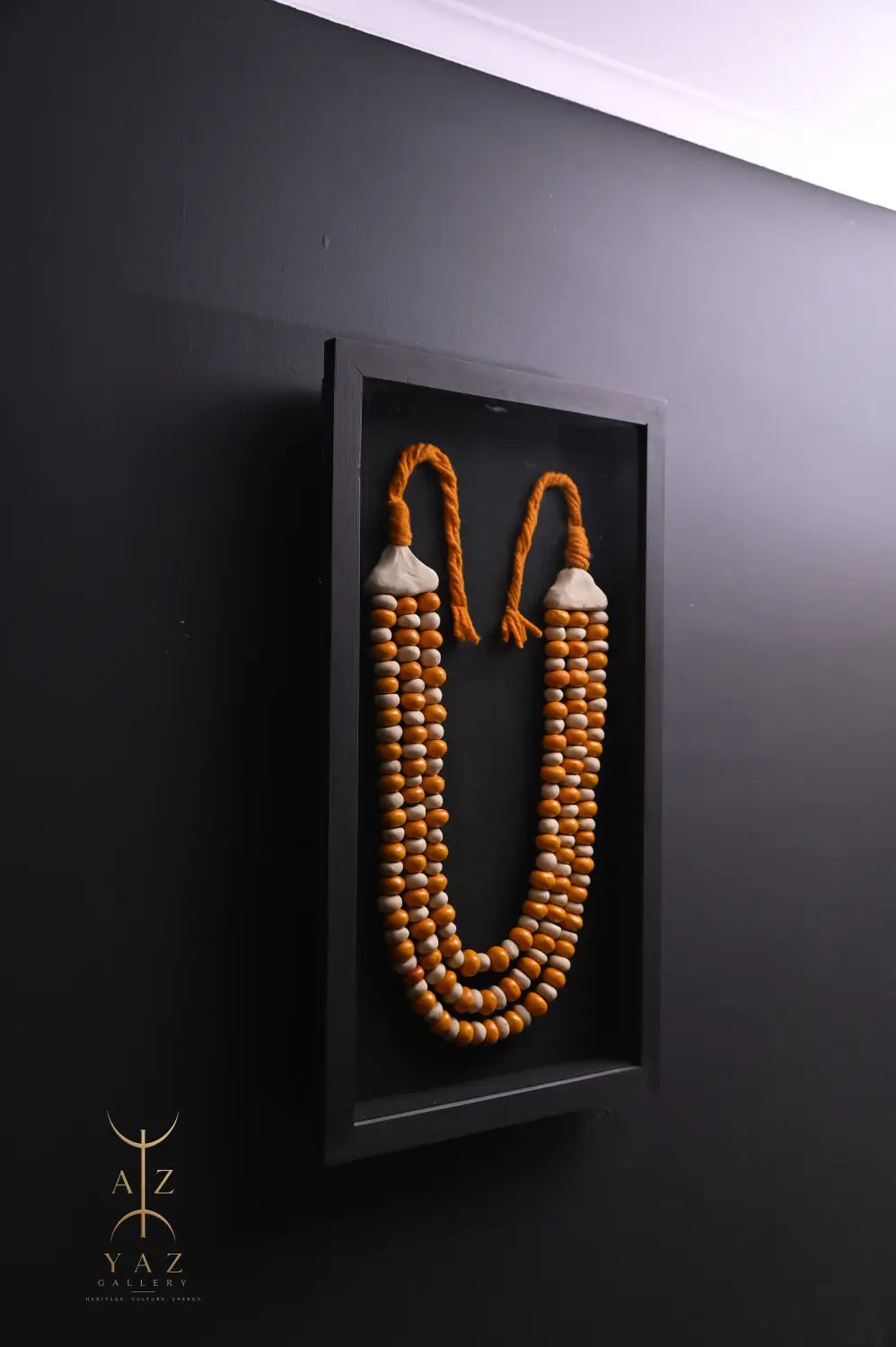 Amber Ivory Harmony – Handmade Tribal Bead Wall Art (70 x 40 cm)