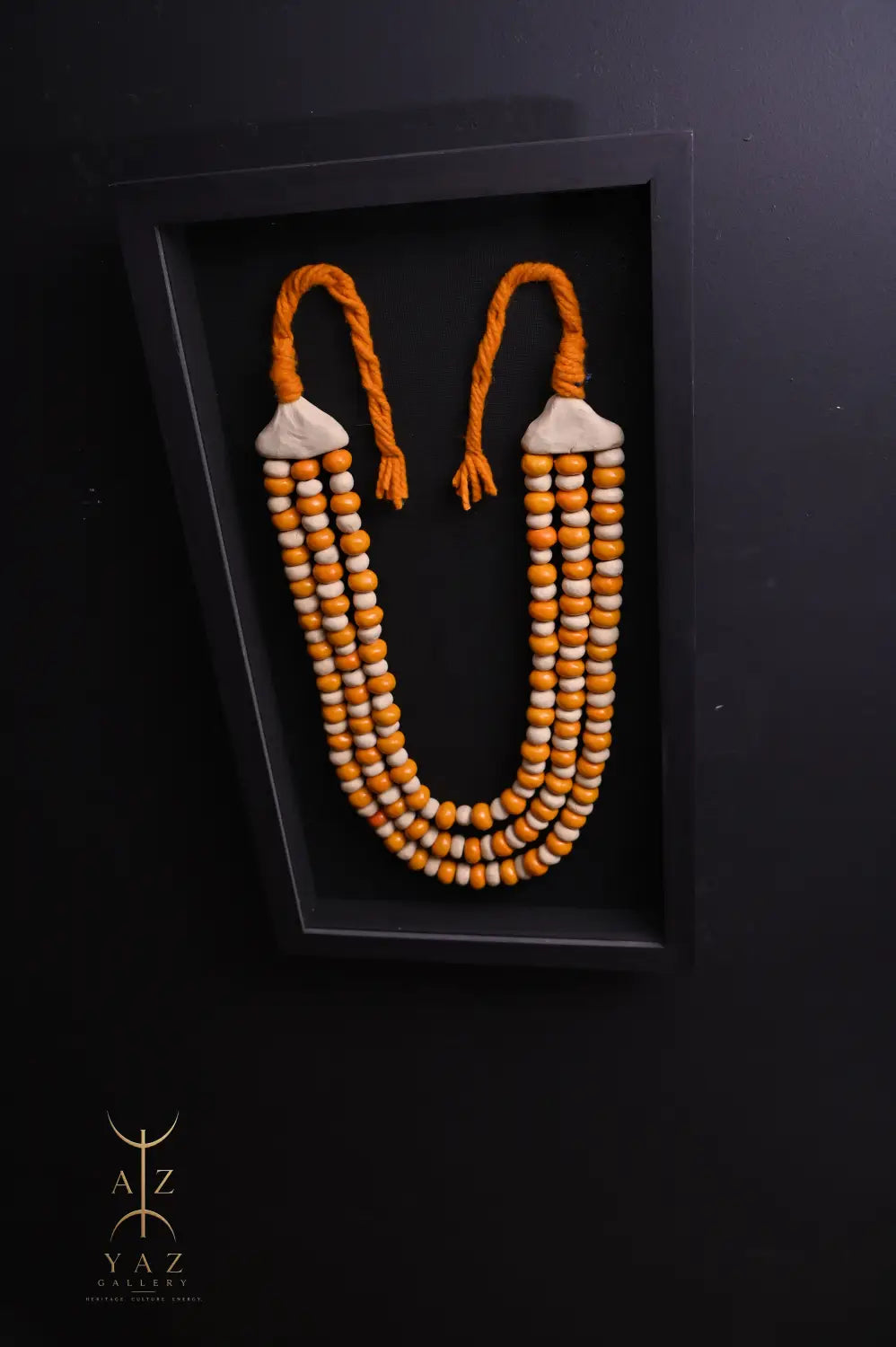Amber Ivory Harmony – Handmade Tribal Bead Wall Art (70 x 40 cm)