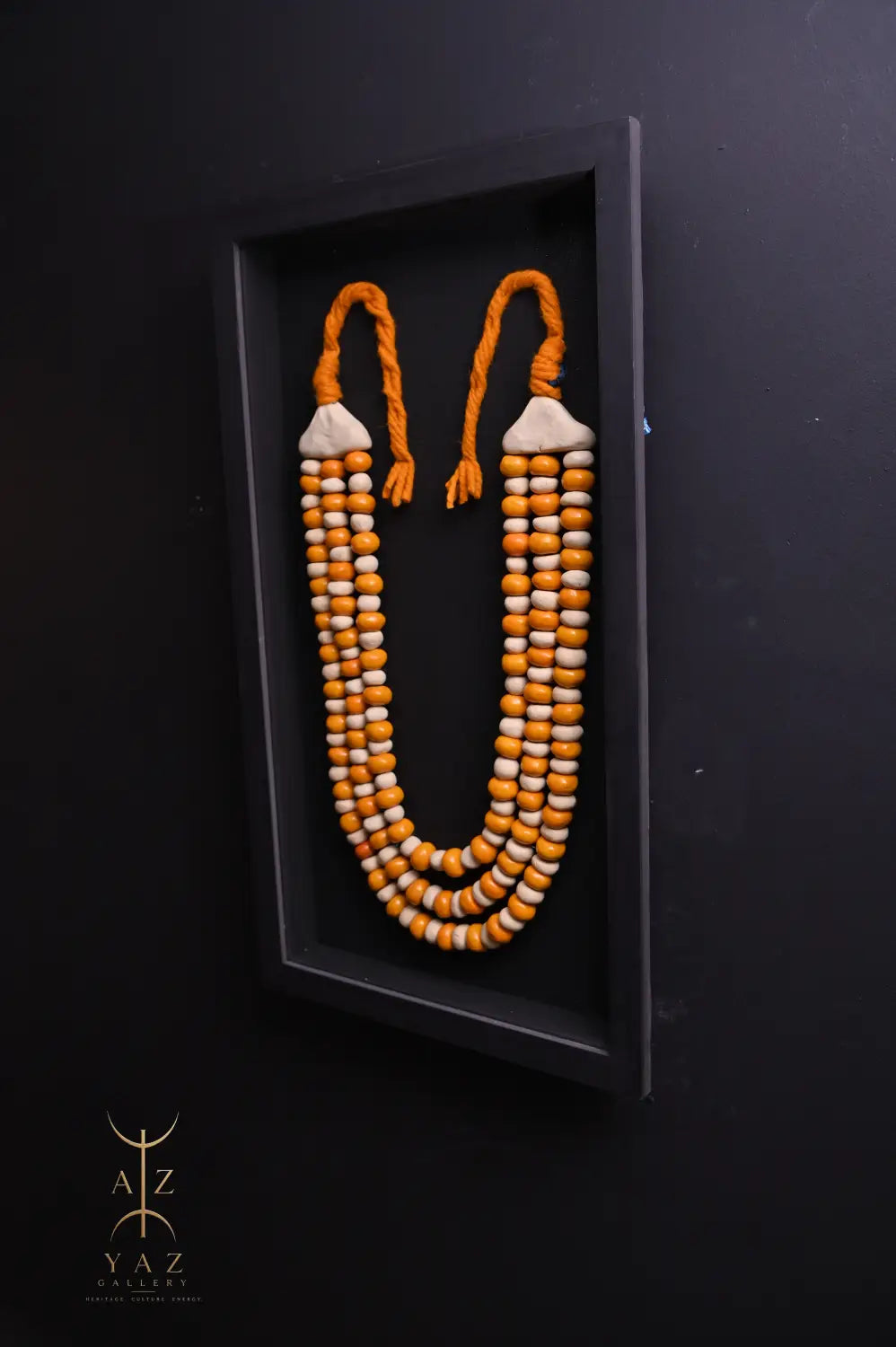 Amber Ivory Harmony – Handmade Tribal Bead Wall Art (70 x 40 cm)