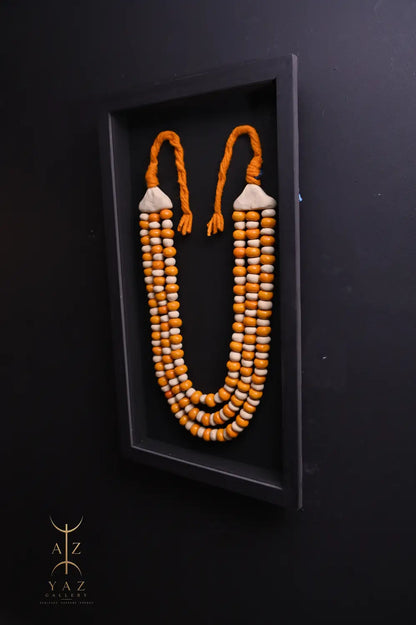 Amber Ivory Harmony – Handmade Tribal Bead Wall Art (70 x 40 cm)