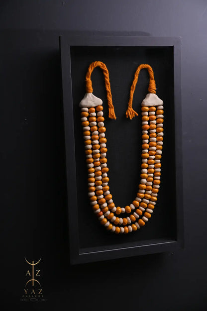 Amber Ivory Harmony – Handmade Tribal Bead Wall Art (70 x 40 cm)