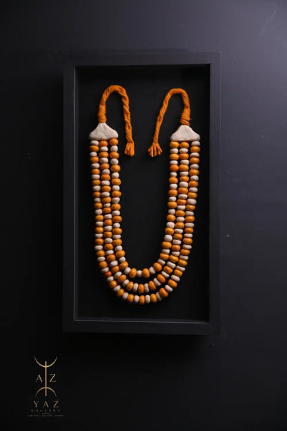 Amber Ivory Harmony – Handmade Tribal Bead Wall Art (70 x 40 cm)