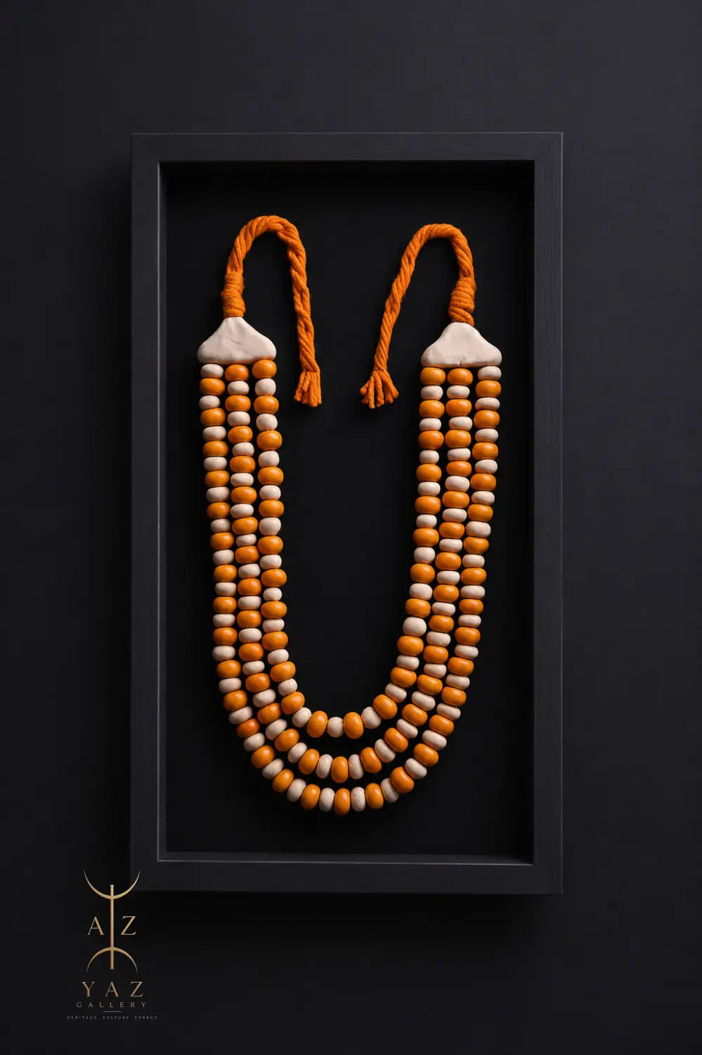 Amber Ivory Harmony – Handmade Tribal Bead Wall Art (70 x 40 cm)