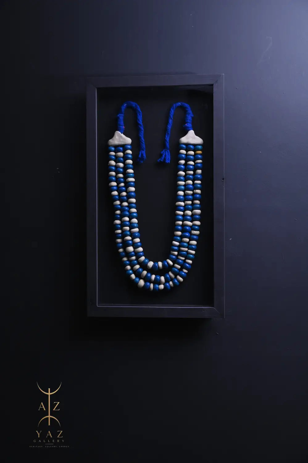 Azure Heritage – Handmade Blue Beaded Wall Art | 70 x 40 cm
