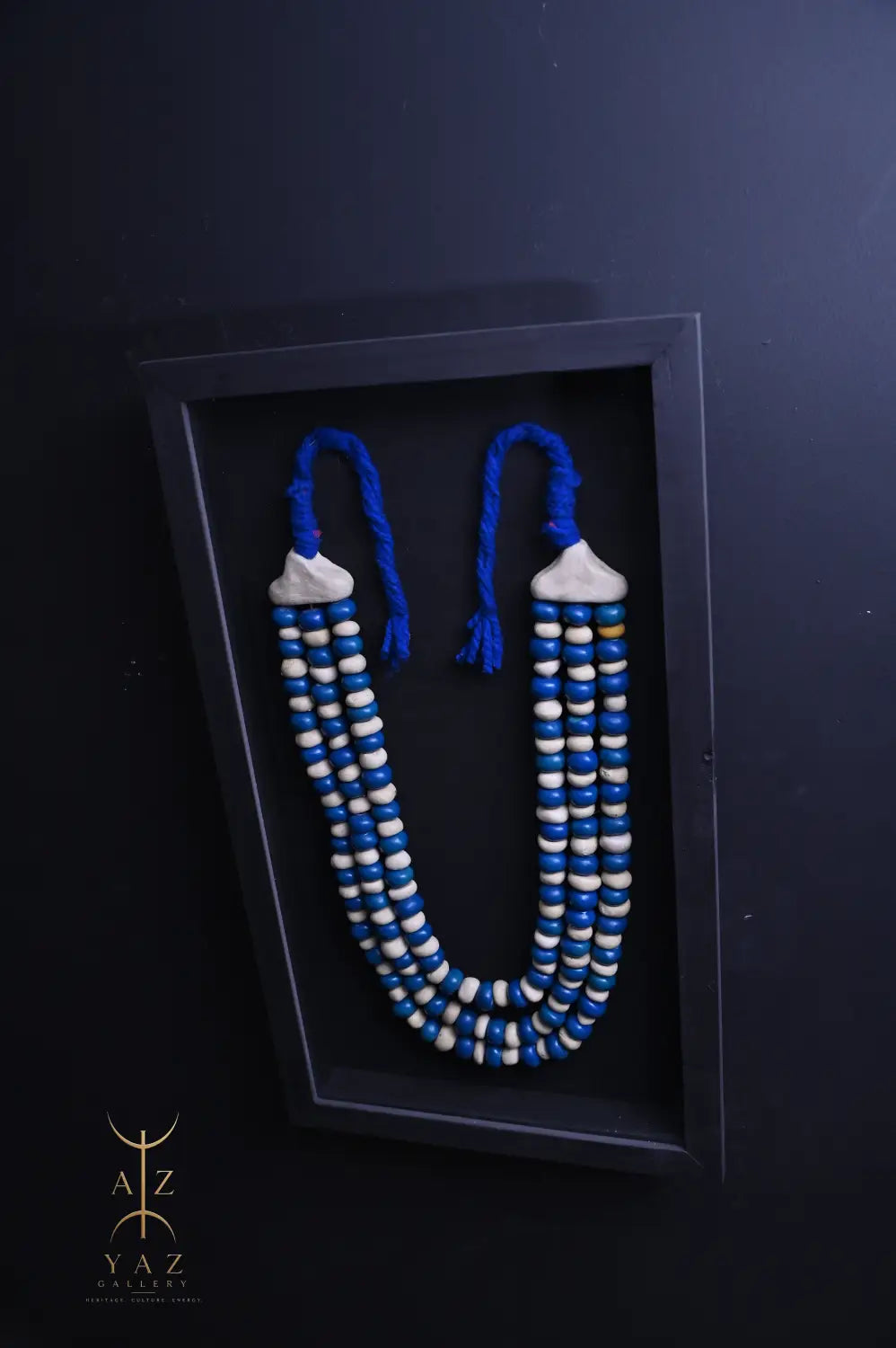 Azure Heritage – Handmade Blue Beaded Wall Art | 70 x 40 cm