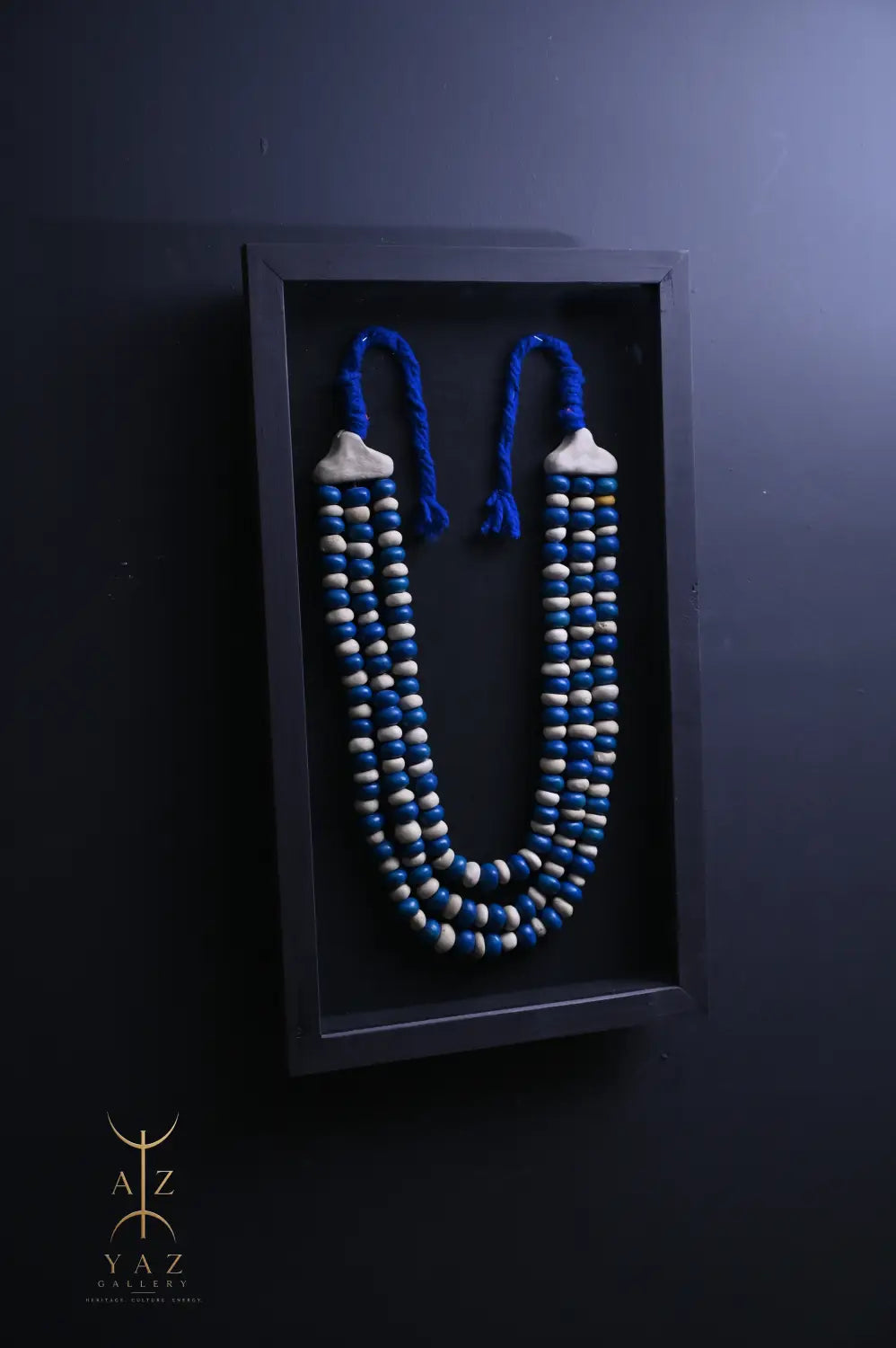 Azure Heritage – Handmade Blue Beaded Wall Art | 70 x 40 cm