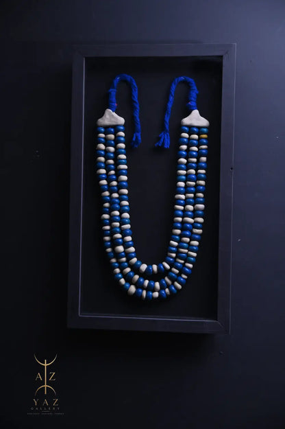 Azure Heritage – Handmade Blue Beaded Wall Art | 70 x 40 cm
