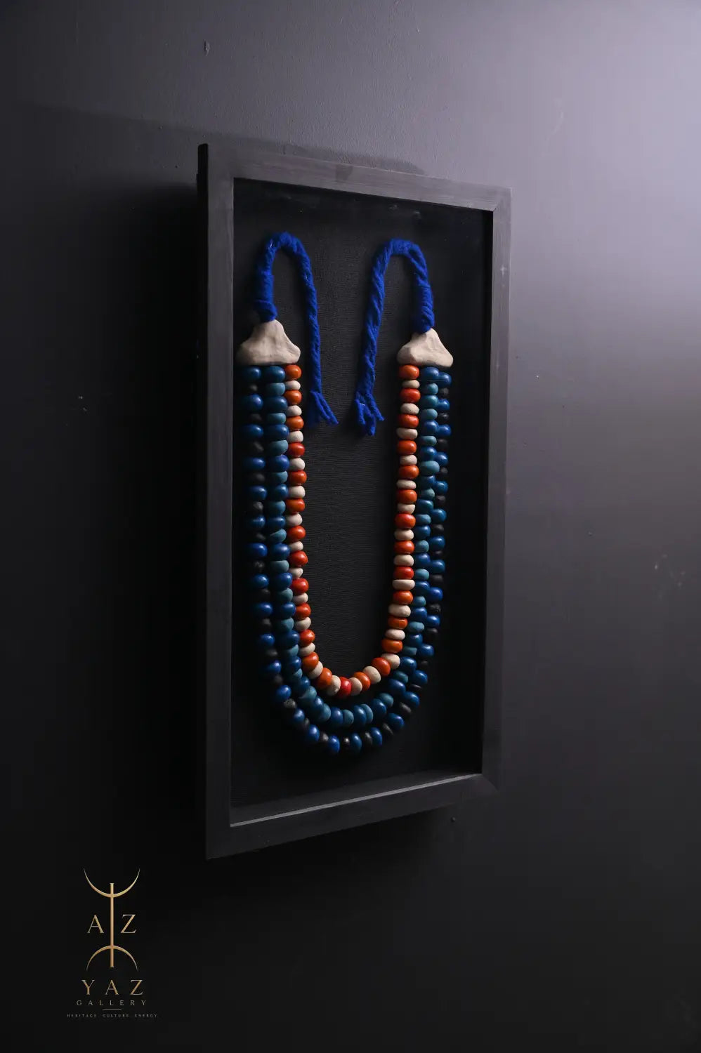 Azure Heritage – Handmade Tribal Bead Wall Art (70 x 40 cm)