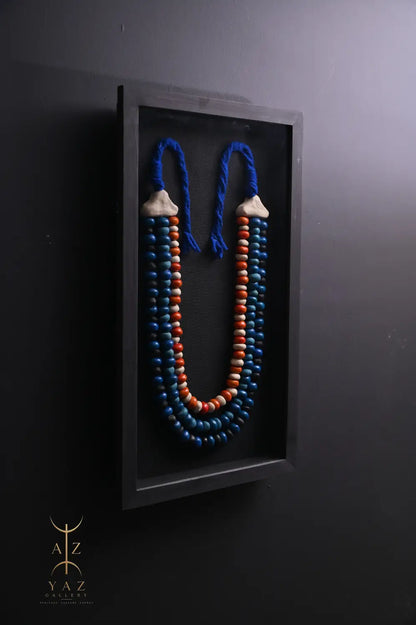 Azure Heritage – Handmade Tribal Bead Wall Art (70 x 40 cm)