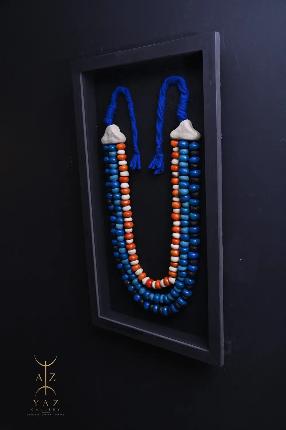 Azure Heritage – Handmade Tribal Bead Wall Art (70 x 40 cm)