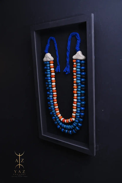 Azure Heritage – Handmade Tribal Bead Wall Art (70 x 40 cm)