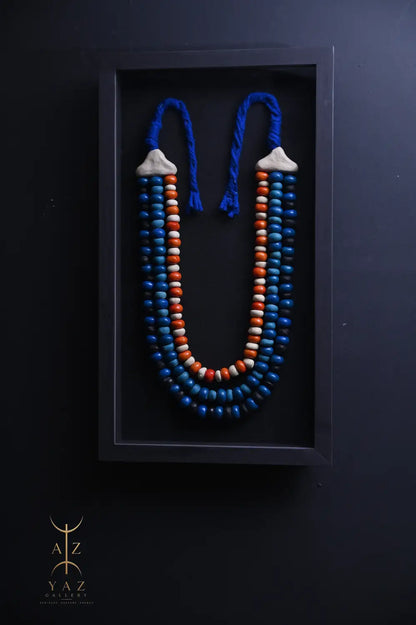 Azure Heritage – Handmade Tribal Bead Wall Art (70 x 40 cm)