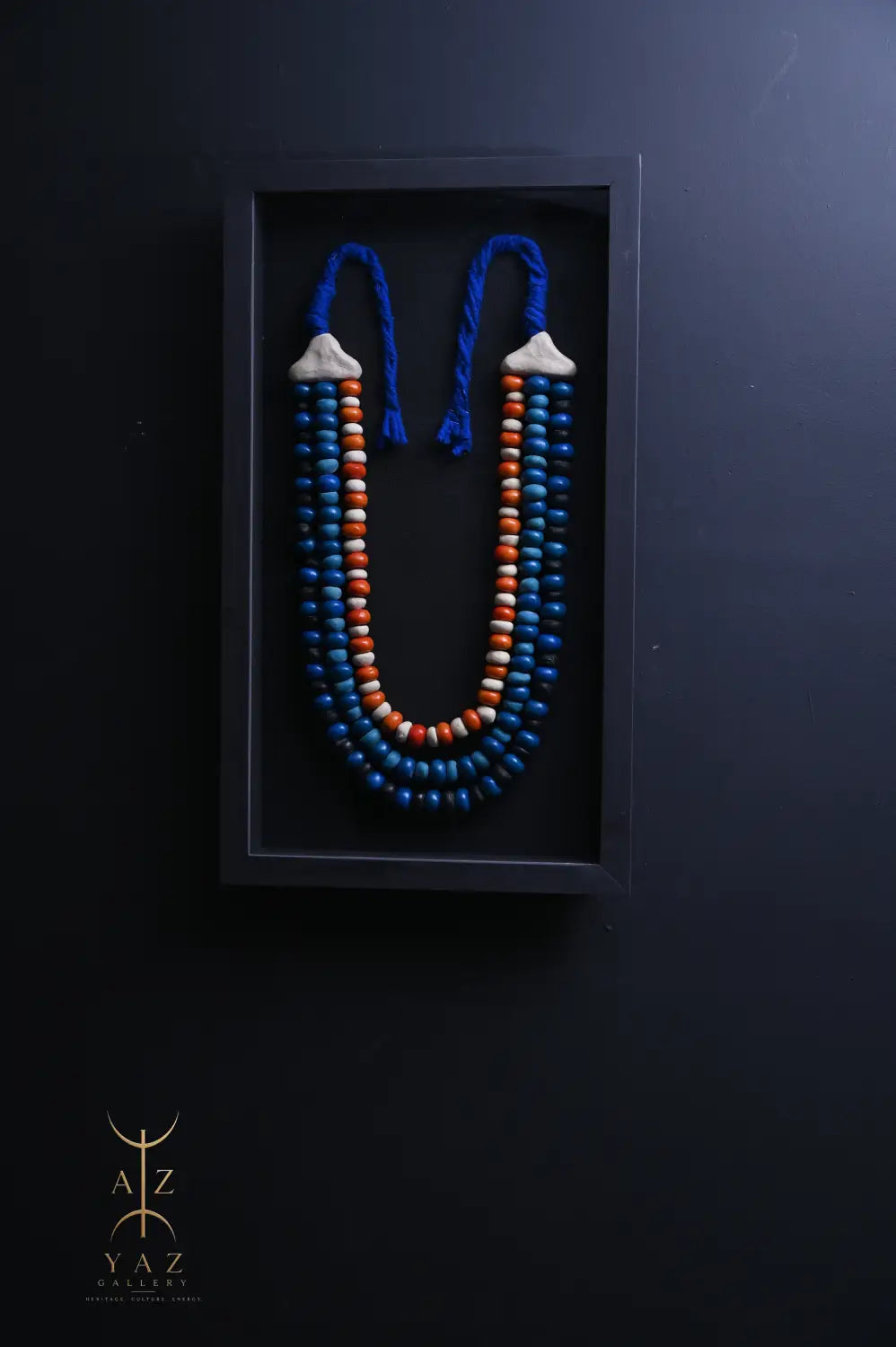 Azure Heritage – Handmade Tribal Bead Wall Art (70 x 40 cm)