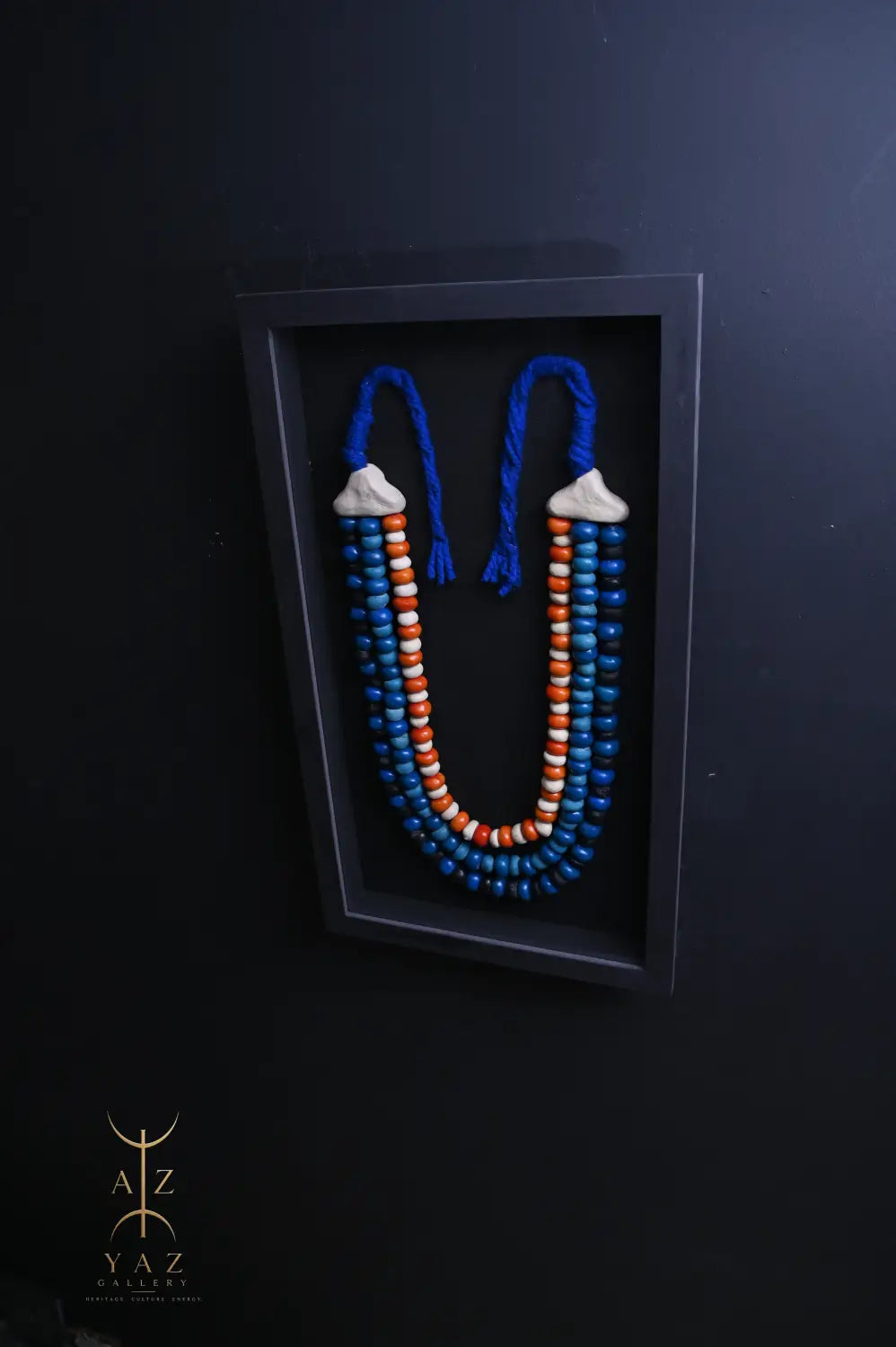 Azure Heritage – Handmade Tribal Bead Wall Art (70 x 40 cm)
