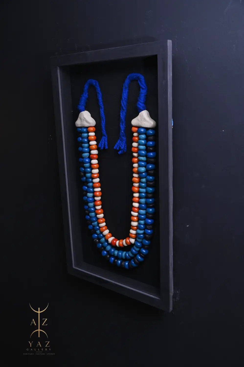 Azure Heritage – Handmade Tribal Bead Wall Art (70 x 40 cm)