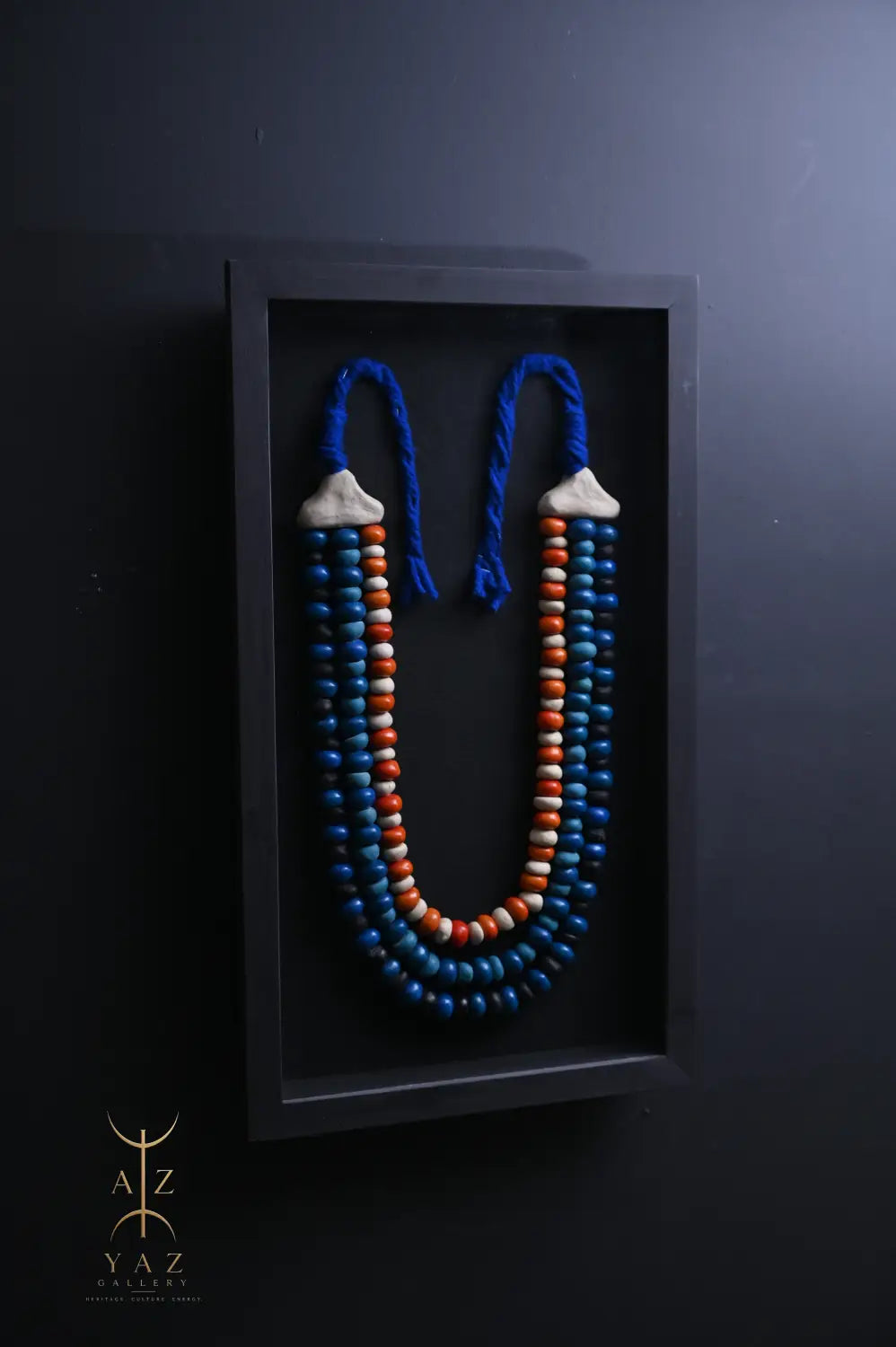 Azure Heritage – Handmade Tribal Bead Wall Art (70 x 40 cm)
