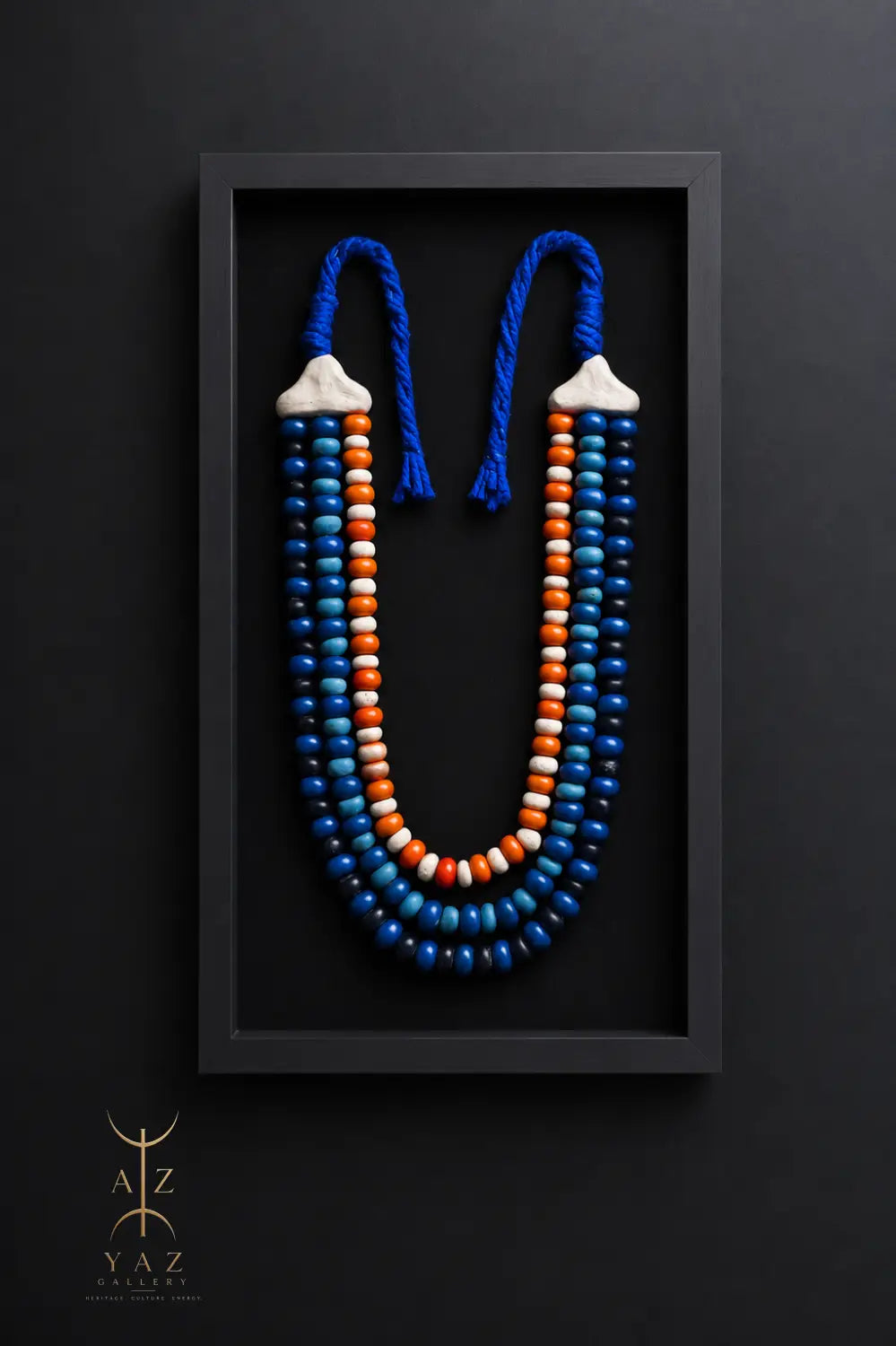 Azure Heritage – Handmade Tribal Bead Wall Art (70 x 40 cm)