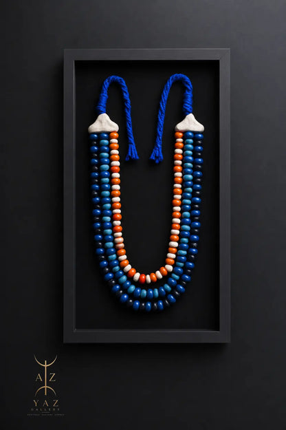 Azure Heritage – Handmade Tribal Bead Wall Art (70 x 40 cm)