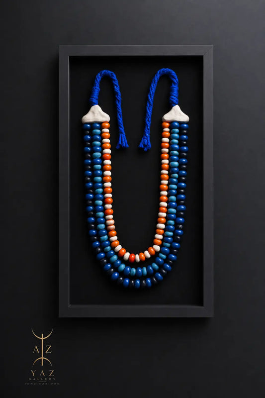 Azure Heritage – Handmade Tribal Bead Wall Art (70 x 40 cm)
