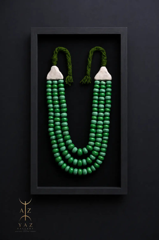 Emerald Harmony Bead Wall Art – Green & Deep Green Handmade Framed Statement Piece (70 x 40 cm)