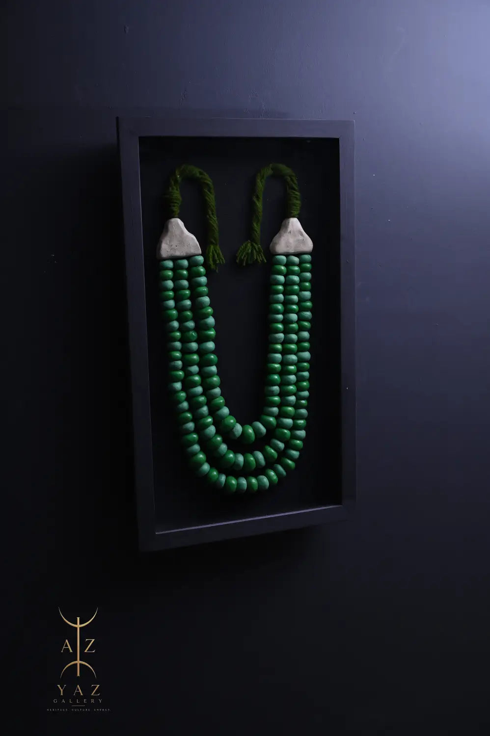 Emerald Harmony Bead Wall Art – Green & Deep Green Handmade Framed Statement Piece (70 x 40 cm)