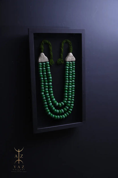 Emerald Harmony Bead Wall Art – Green & Deep Green Handmade Framed Statement Piece (70 x 40 cm)