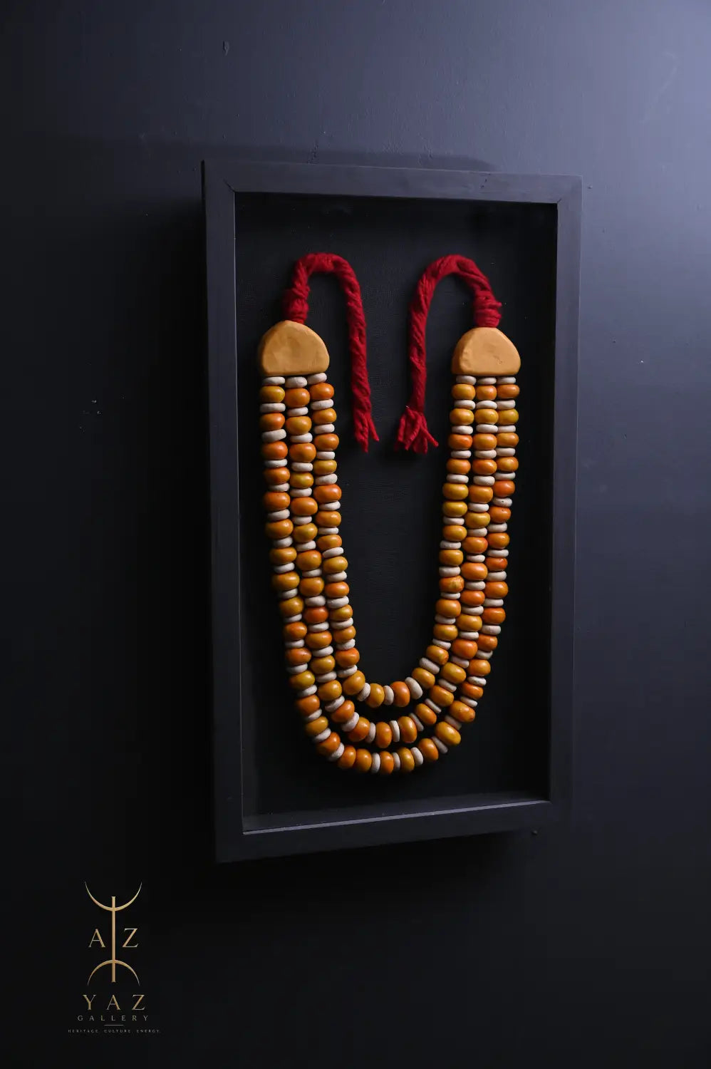 Golden Saffron Serenity – Handmade Tribal Bead Wall Art (70 x 40 cm)