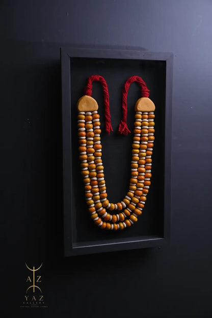Golden Saffron Serenity – Handmade Tribal Bead Wall Art (70 x 40 cm)