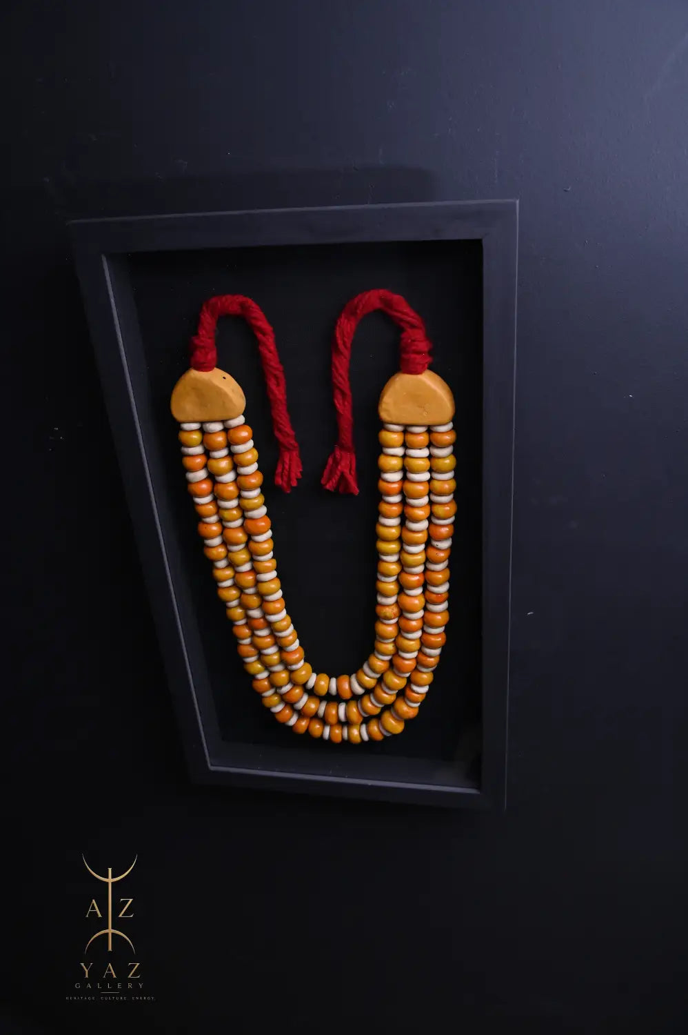 Golden Saffron Serenity – Handmade Tribal Bead Wall Art (70 x 40 cm)
