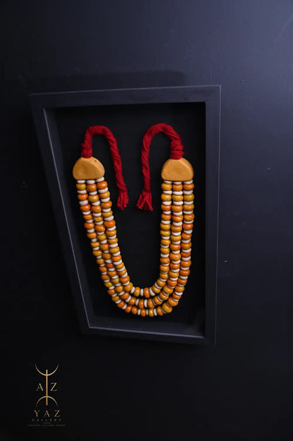 Golden Saffron Serenity – Handmade Tribal Bead Wall Art (70 x 40 cm)