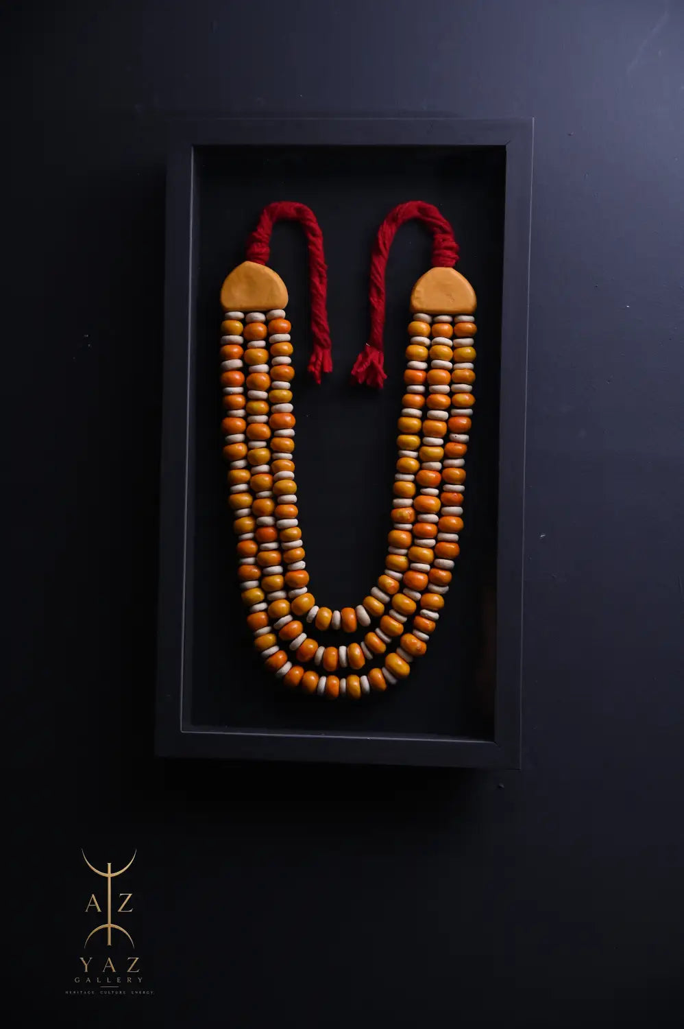 Golden Saffron Serenity – Handmade Tribal Bead Wall Art (70 x 40 cm)