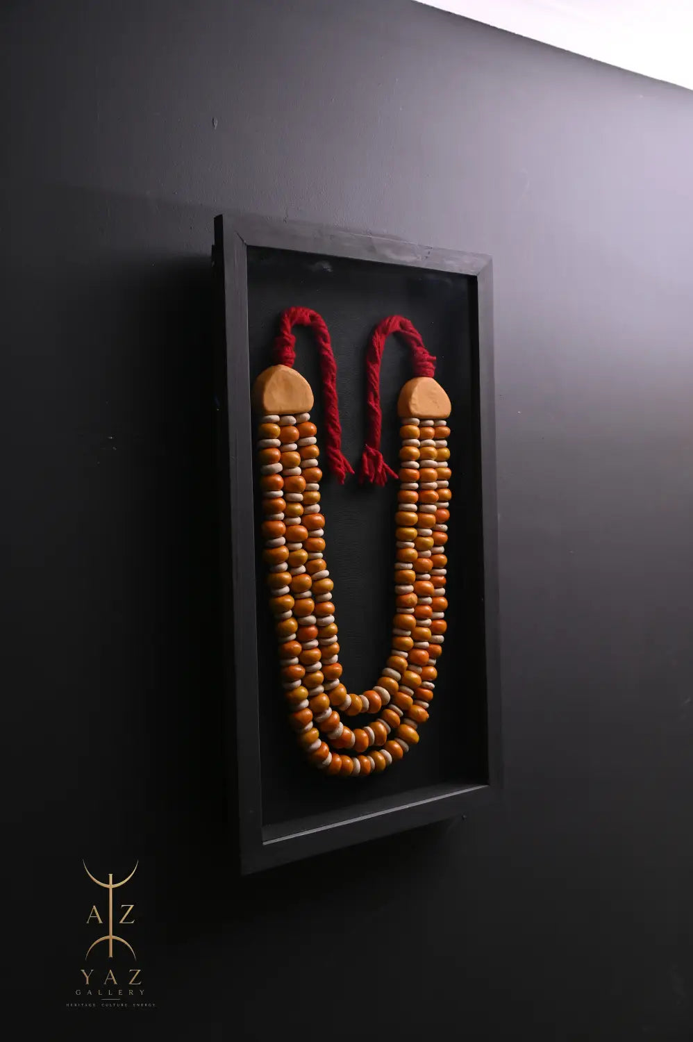 Golden Saffron Serenity – Handmade Tribal Bead Wall Art (70 x 40 cm)