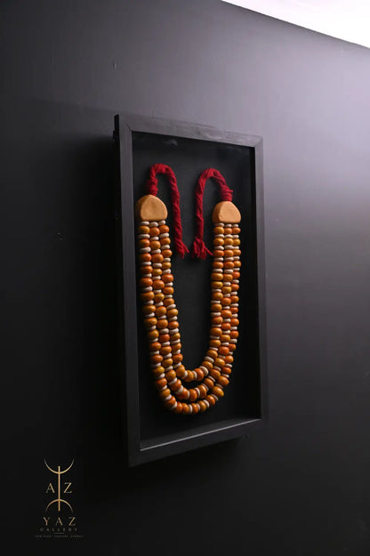 Golden Saffron Serenity – Handmade Tribal Bead Wall Art (70 x 40 cm)