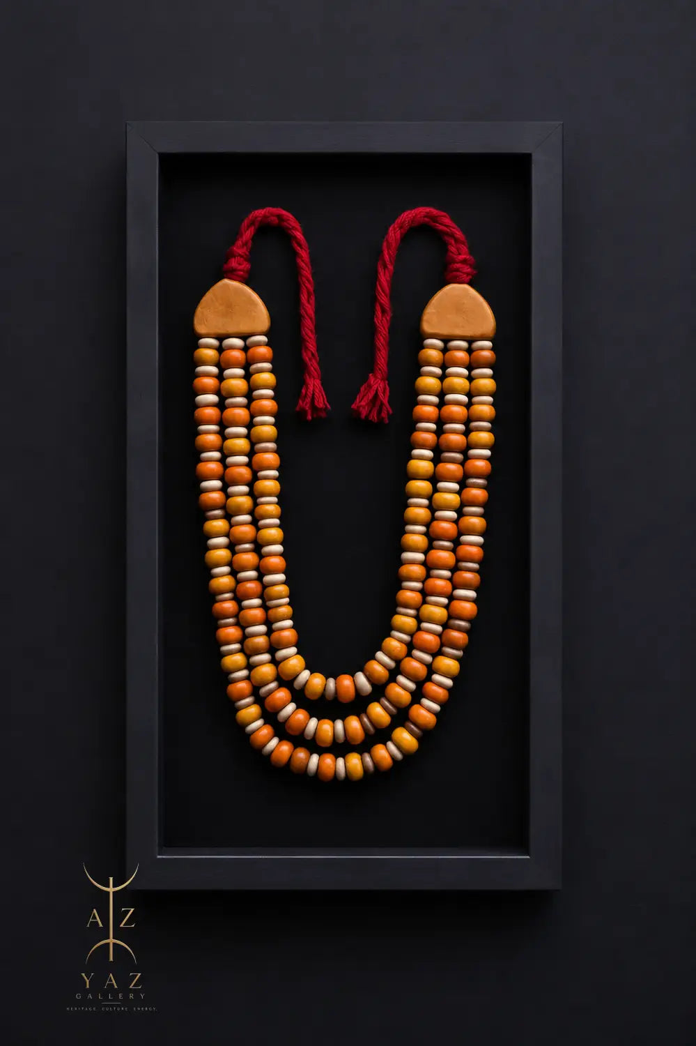 Golden Saffron Serenity – Handmade Tribal Bead Wall Art (70 x 40 cm)
