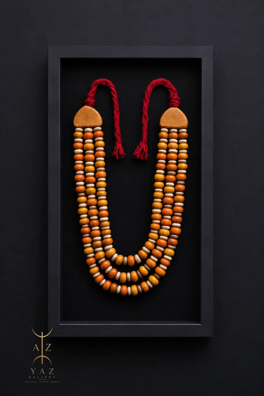 Golden Saffron Serenity – Handmade Tribal Bead Wall Art (70 x 40 cm)