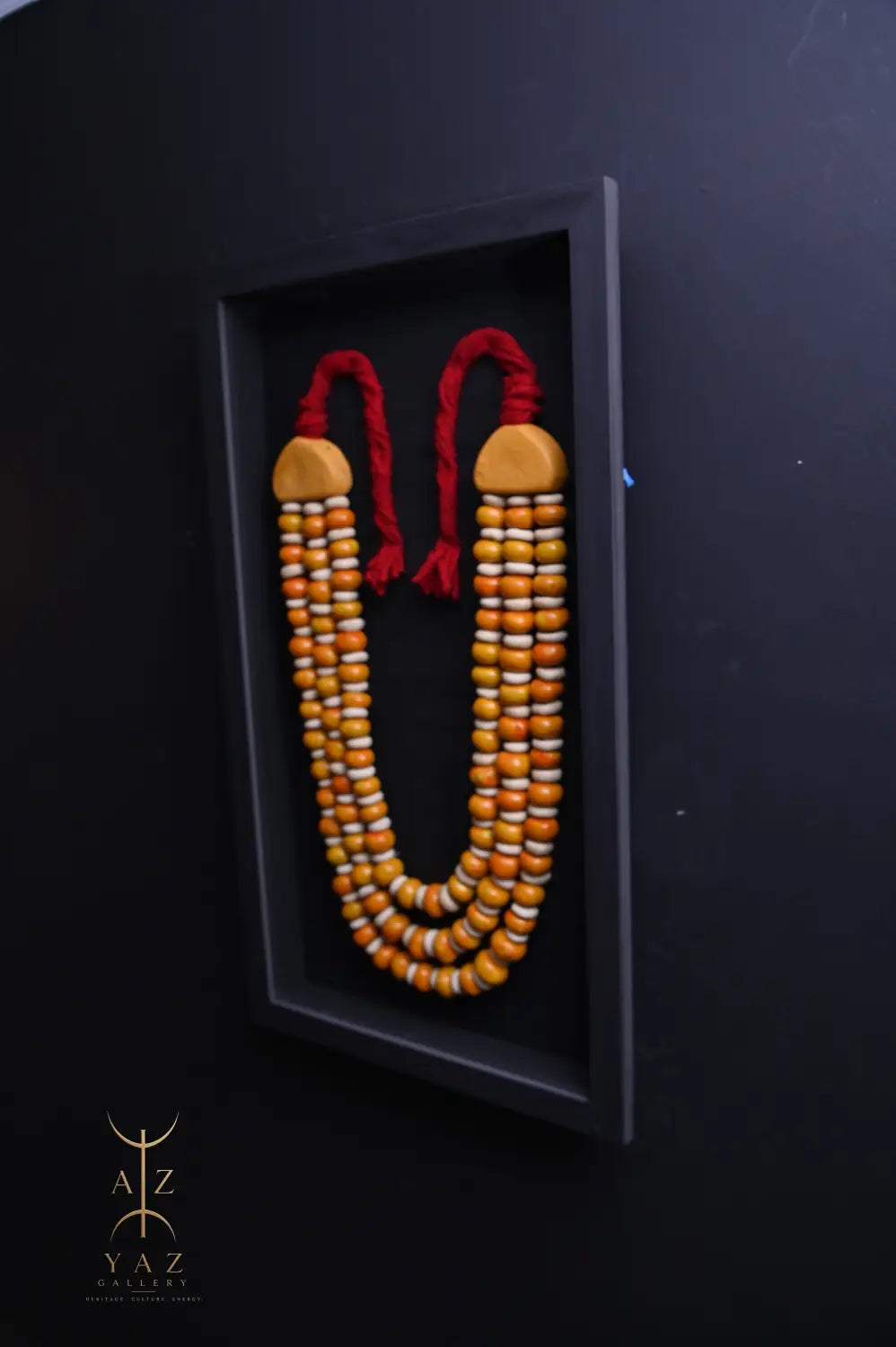Golden Saffron Serenity – Handmade Tribal Bead Wall Art (70 x 40 cm)
