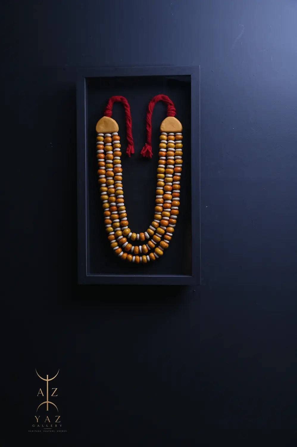 Golden Saffron Serenity – Handmade Tribal Bead Wall Art (70 x 40 cm)