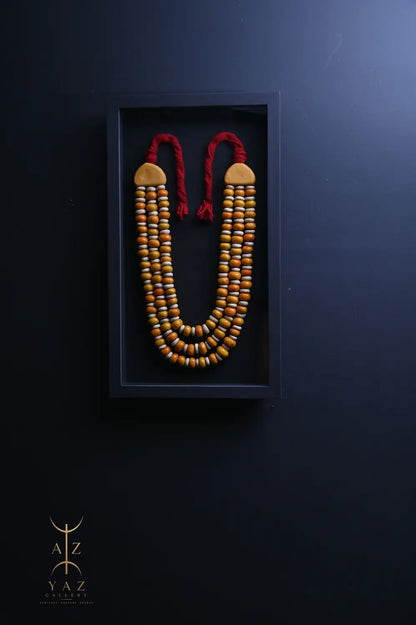 Golden Saffron Serenity – Handmade Tribal Bead Wall Art (70 x 40 cm)