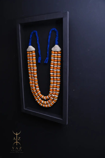 Golden Tide – Handmade Tribal Bead Wall Art in Curry Yellow & Ivory (70 x 40 cm)