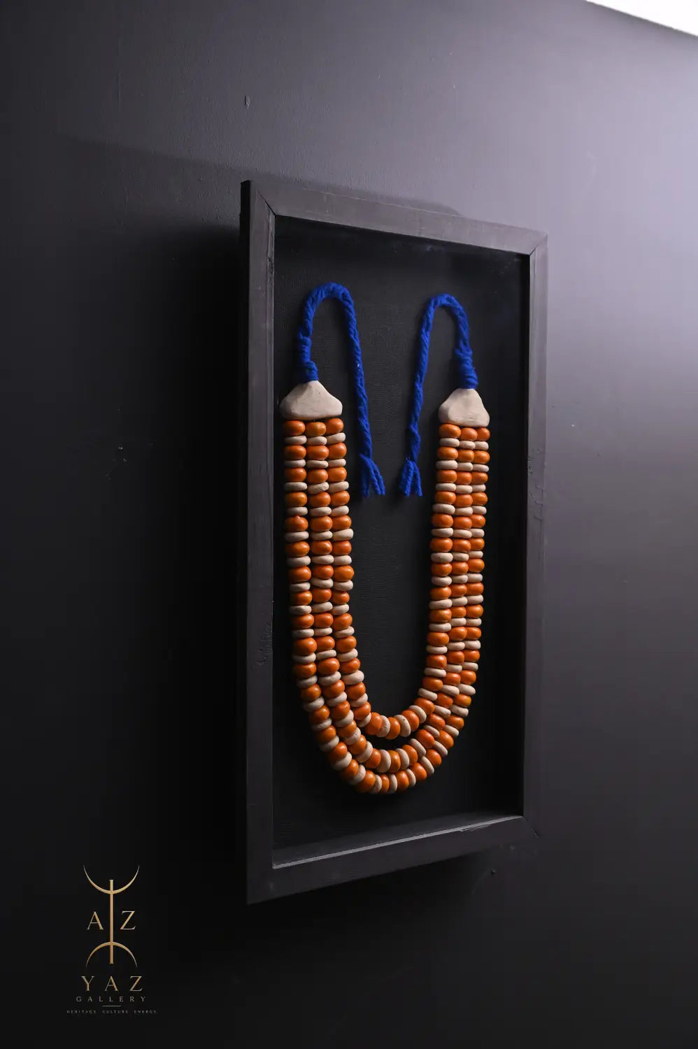 Golden Tide – Handmade Tribal Bead Wall Art in Curry Yellow & Ivory (70 x 40 cm)