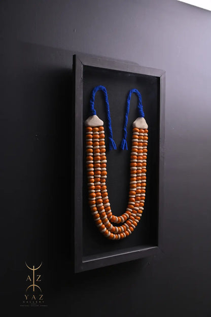 Golden Tide – Handmade Tribal Bead Wall Art in Curry Yellow & Ivory (70 x 40 cm)