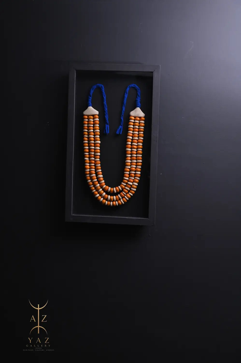 Golden Tide – Handmade Tribal Bead Wall Art in Curry Yellow & Ivory (70 x 40 cm)