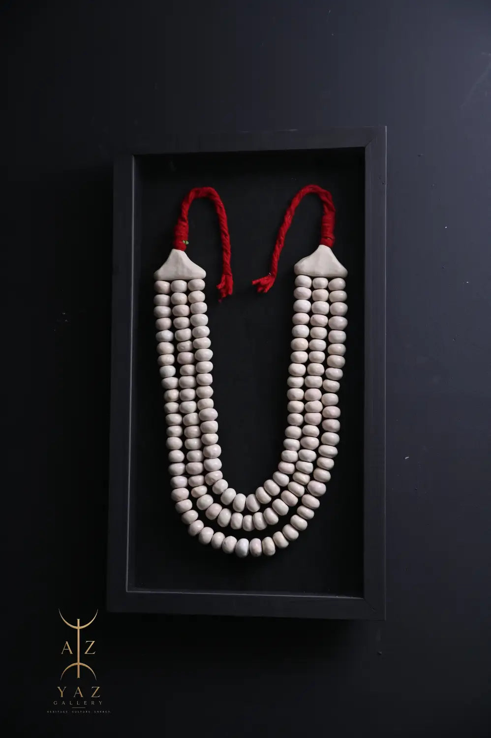 Ivory Harmony Wall Art – Handmade Beaded Frame with Burgundy Rope | 70 x 40 cm