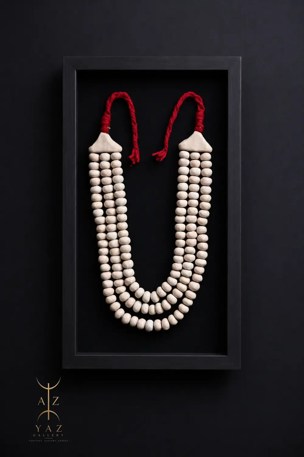 Ivory Harmony Wall Art – Handmade Beaded Frame with Burgundy Rope | 70 x 40 cm